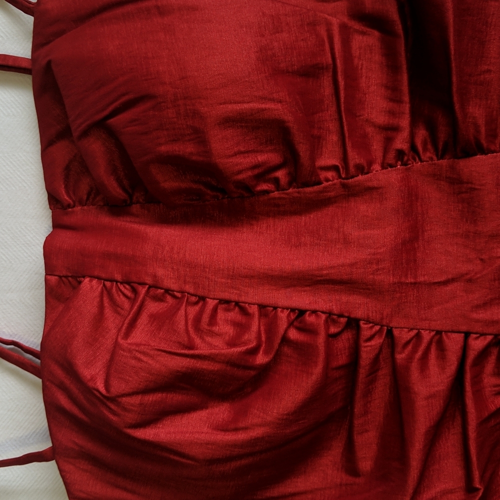 NWT Calvin Klein red strappy mini dress with ruching women's US 4 - Picture 2 of 12